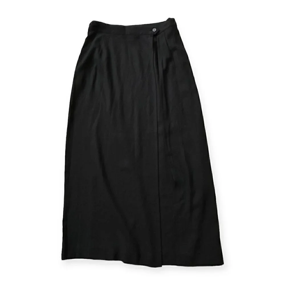 Vintage Atsuro Tayama Black Wrap Midi Skirt,‎ 90s, Size US8/Euro L